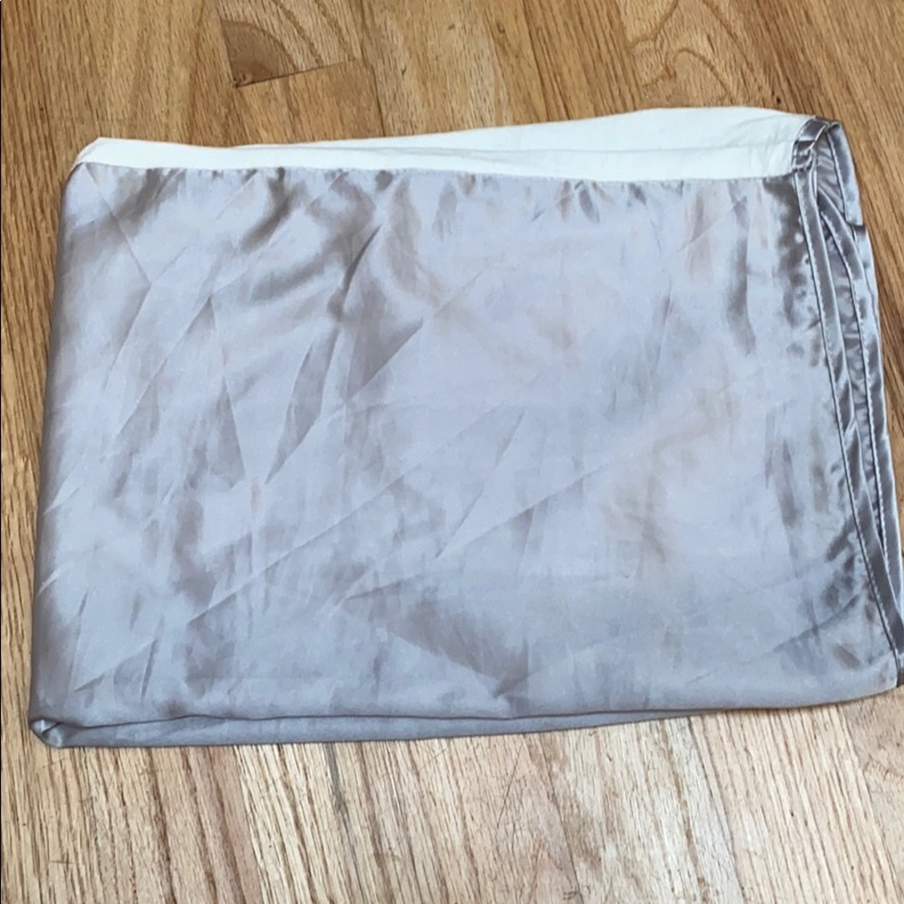 Silver silk pillow cover with cotton back